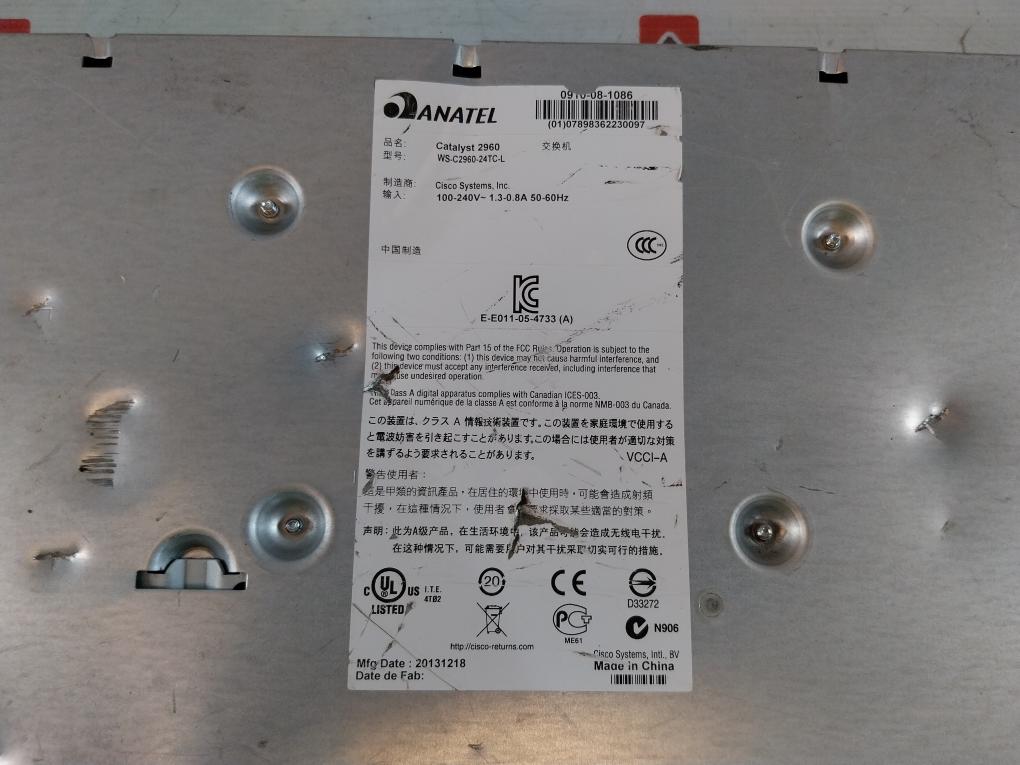 Cisco Ws-c2960-24Tc-l Catalyst 2960 24-port Fast Ethernet Switch 100-240V~