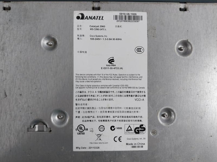 Cisco Ws-c296024Tcl Catalyst Ports Managed Switch 2960 Series Switch 172.16.0.23