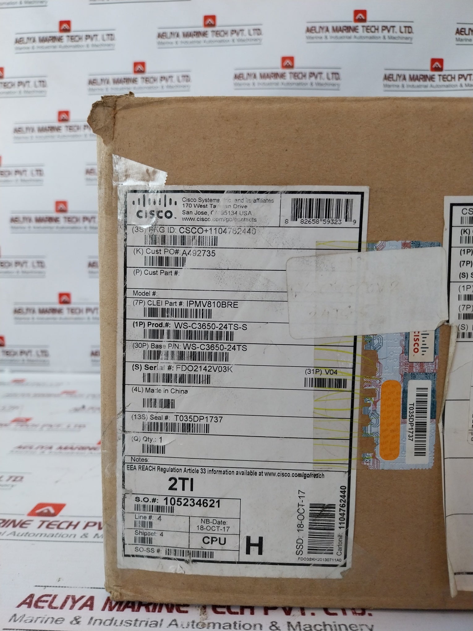 Cisco Ws-c3650-24Ts-s Catalyst Switch W/ Pa-1251-3A-lf 250W Switch Power Supply