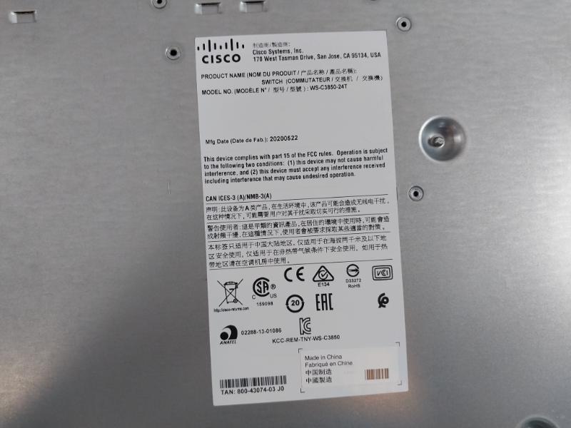 Cisco Ws-c3850-24t 24-port Ethernet Switch W/ Power Supply Pa-1351-1a-lf