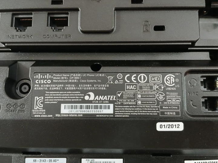 Cisco Cp-9951-c-k9 V05 Telefone Ip Phone 800-30132-05 Rev. A0 Dc48V