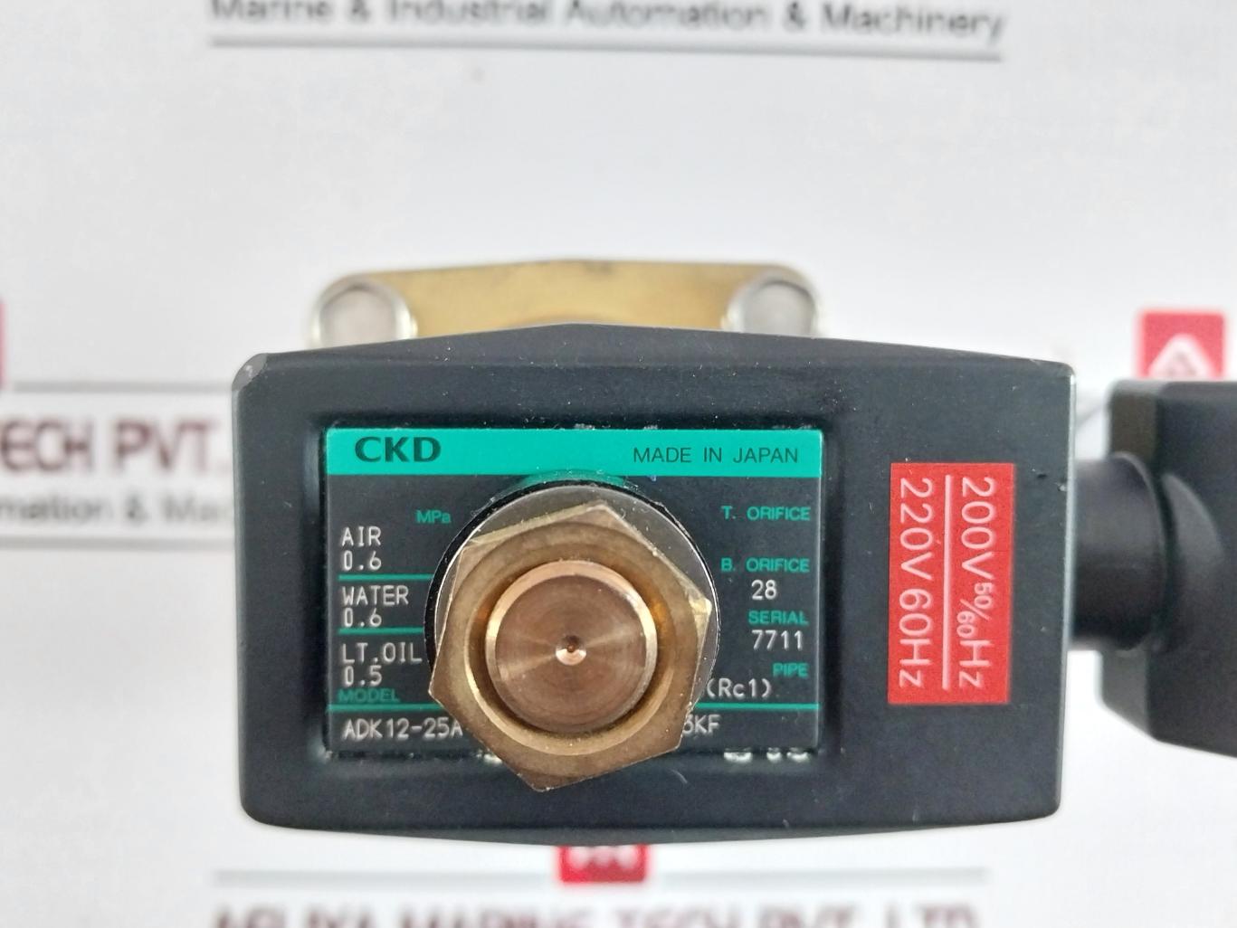 Ckd Adk12-25A Solenoid Valve 200V 50/60Hz 05K-000-01K