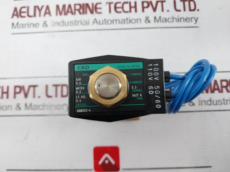 Ckd Gab352-4 High Performance 2-way Solenoid Valve 100v 50/60, Gab352-4-0-ac100v