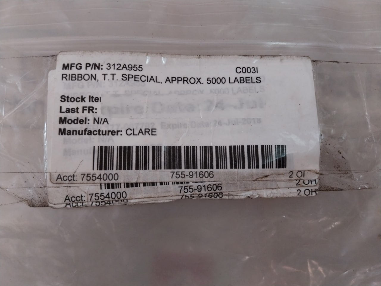 Clare 312A955 T.T. Special Ribbon 5000 Labels