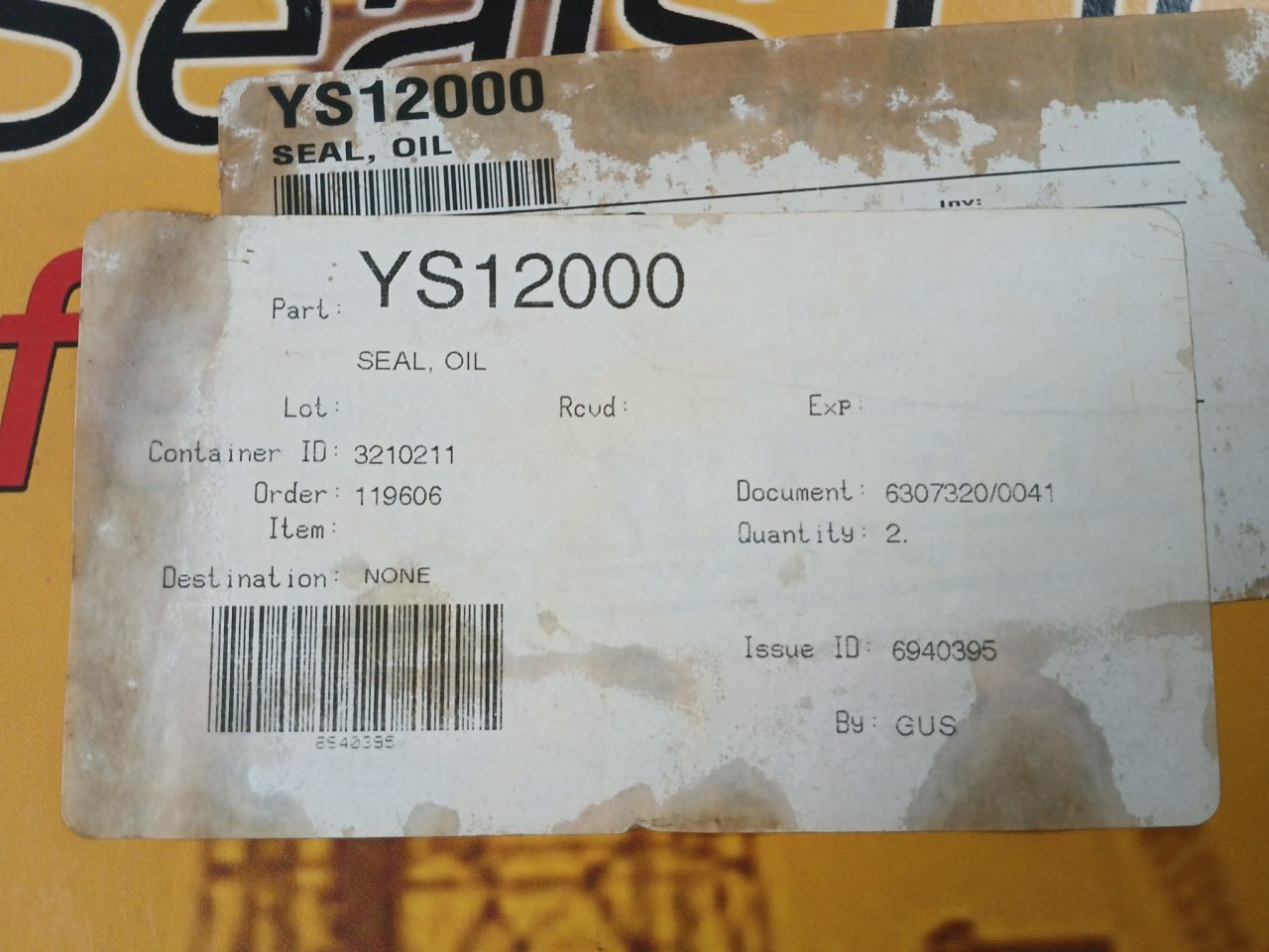 Clark Seals 120060 Oil Seal Ys-12000 Ssgd-850 Rev.2 2Ap