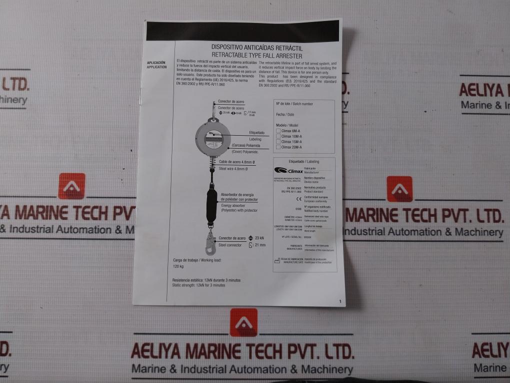 Climax 20M-a Fall Arrester Stopper Retractable Steel 20M Cable With Snap Hook
