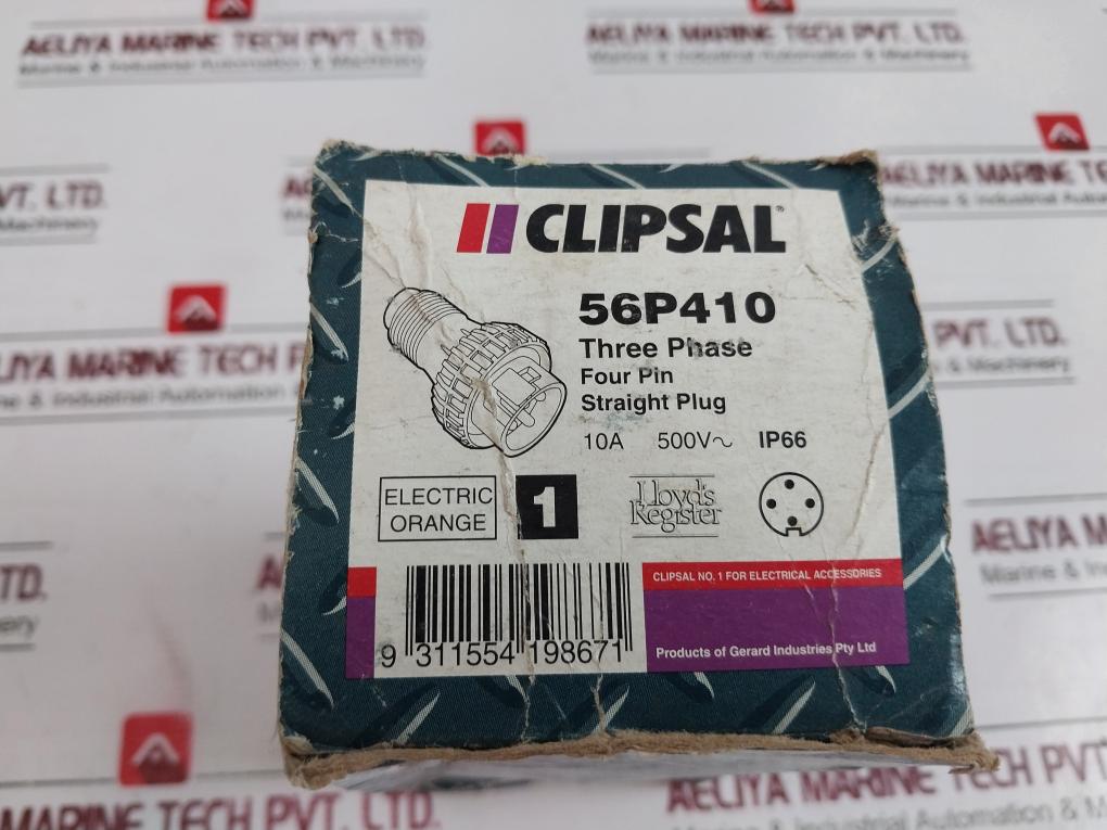 Clipsal 56p410 Three Phase Four Pin Straight Plug 10amp 50hz Ip66