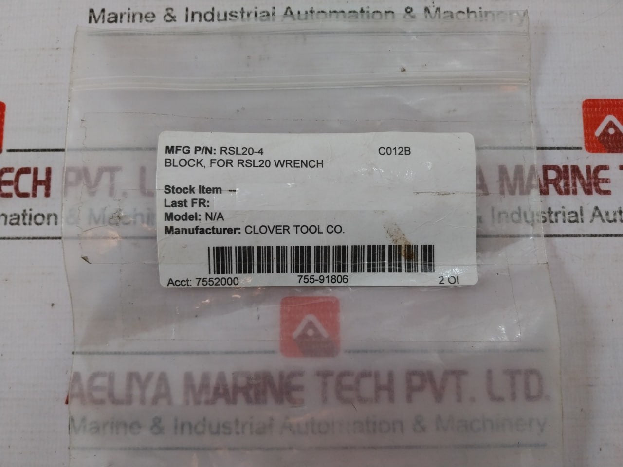 Lot Of 2X CLOVER TOOL RSL20-4 Block For RSL20 Wrench 7552000 755-91806 2 OH