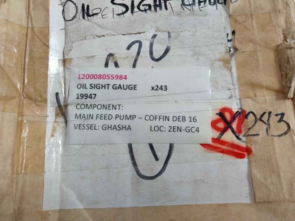 Coffin 19947 Oil Sight Gauge For Main Feed Pump