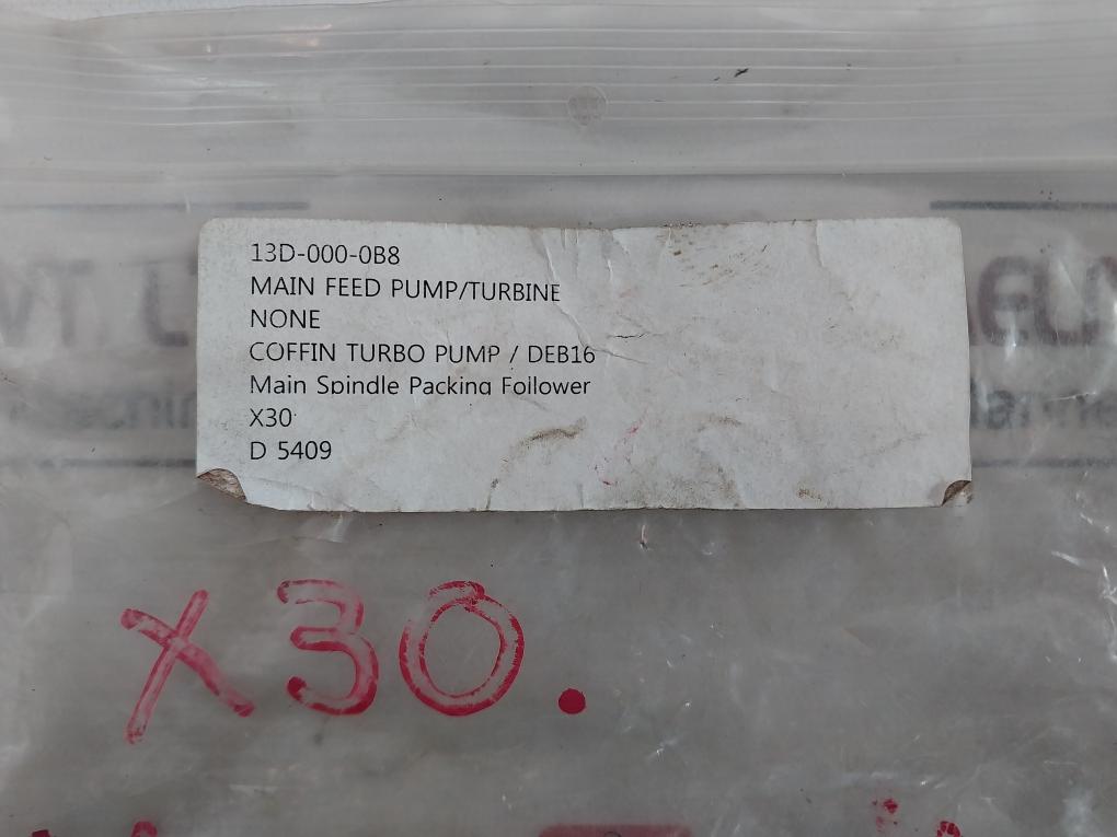 Coffin Turbo Pump X30 Main Spindle Packing Follower