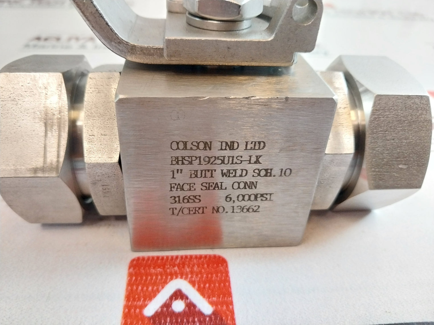 Colson Bhsp1925Uls-lk Face Seal Conn Ball Valve 1” Butt Weld Sch.10 316Ss