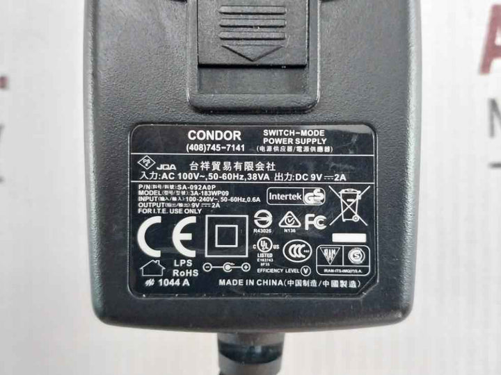 Condor 3a-183wp09 Power Supply Adapter 240v-50-60hz-0.6a