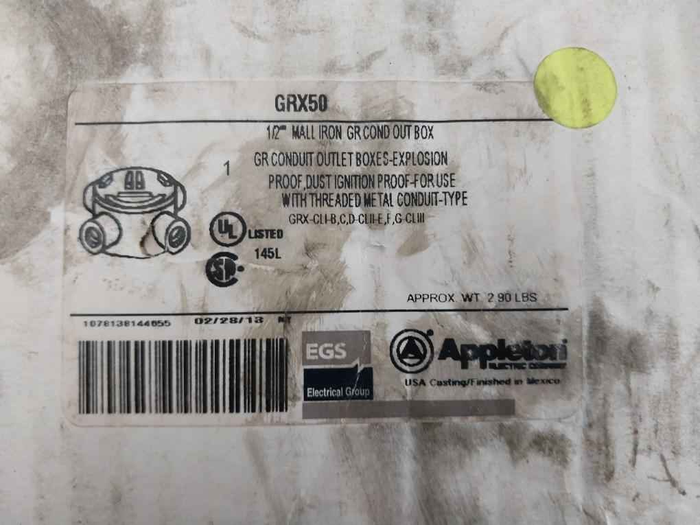 Conduit Outlet Box Grx50 Appleton