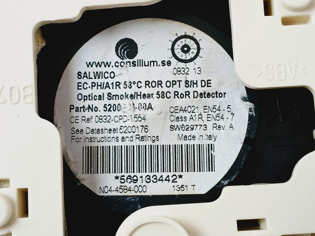 Consilium 5200176-00A Optical Smoke/Heat 58C Ror Detector Rev A