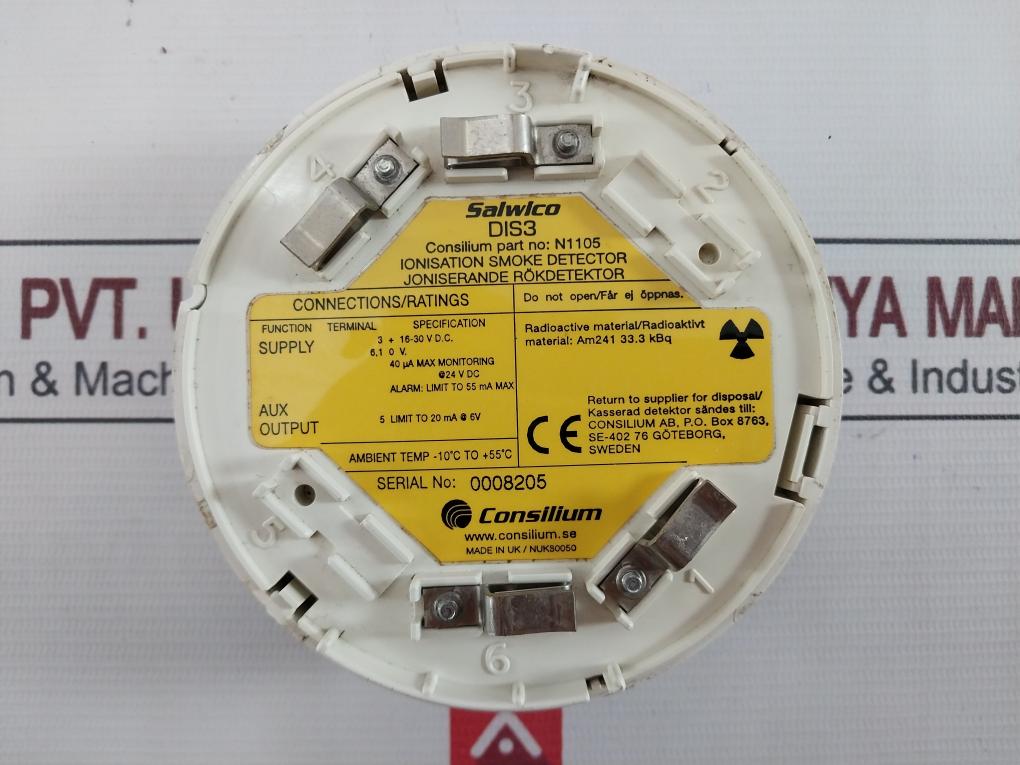 Consilium Dis3 Ionisation Smoke Detector N1105 Am241 33.3 Kbq -10°C To +55°C