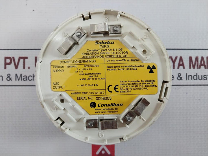 Consilium Dis3 Ionisation Smoke Detector N1105 Am241 33.3 Kbq -10°C To +55°C