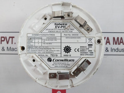 Consilium Ev-ph Analogue Photoelectric Smoke/Heat Detector 040030 -25 C To +70 C