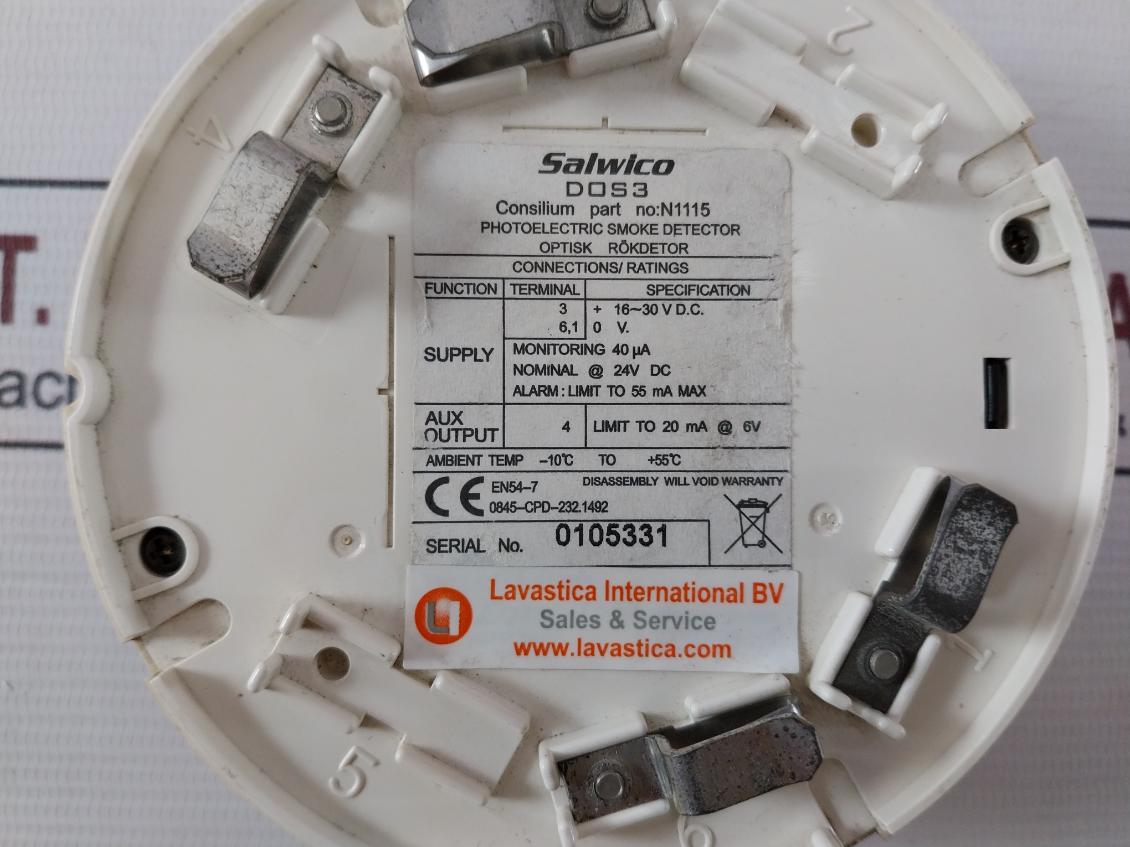 Consilium Salwico Dos3 Photoelectric Smoke Detector 16 To 30Vdc 55 Ma N1115