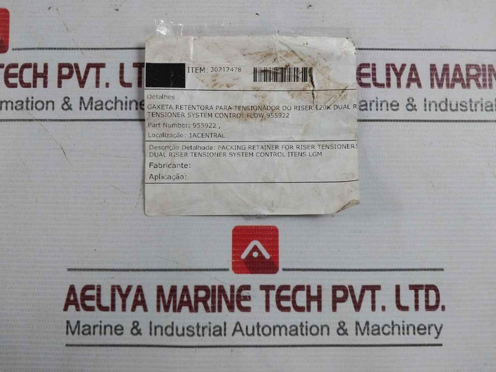 Control 955922 Retaining Gasket For Riser Tensioner 120K Dual Tensioner System
