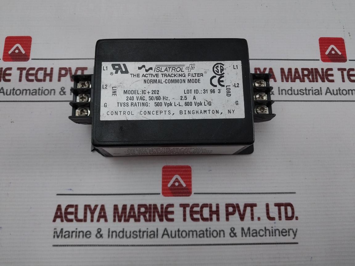 Ic+202 Active Tracking Filter 240 Vac, 50/60 Hz, 2.5A Control Concepts 530 Gm