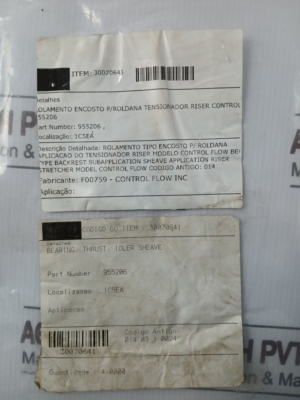 Control Flow 955206 Bearing Thrust Idler Sheave 30070641 014.03.1.0024