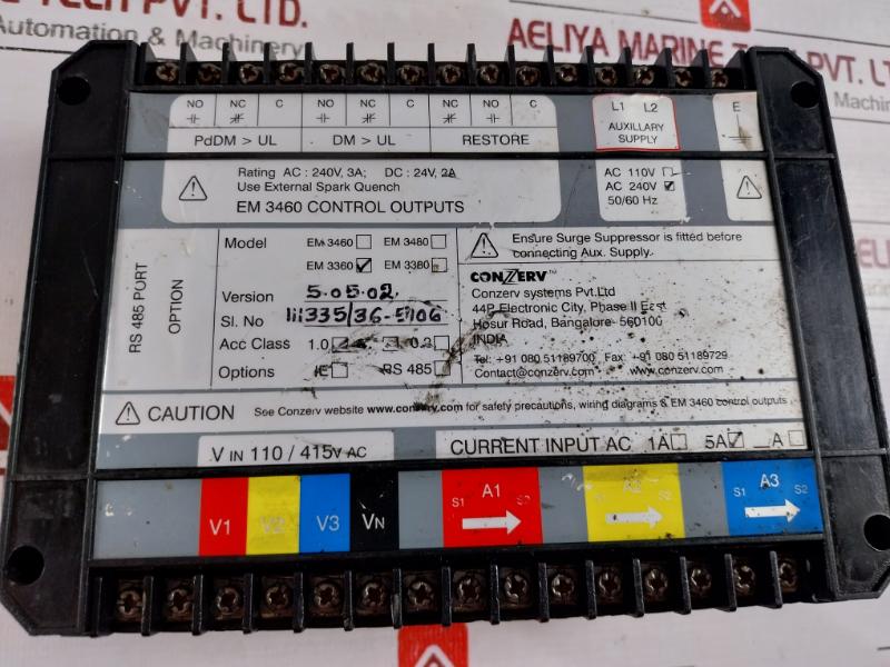 Conzerv Em 3360 Controller, 5.05.02, Ac 240V 3A, Dc 24V 2A
