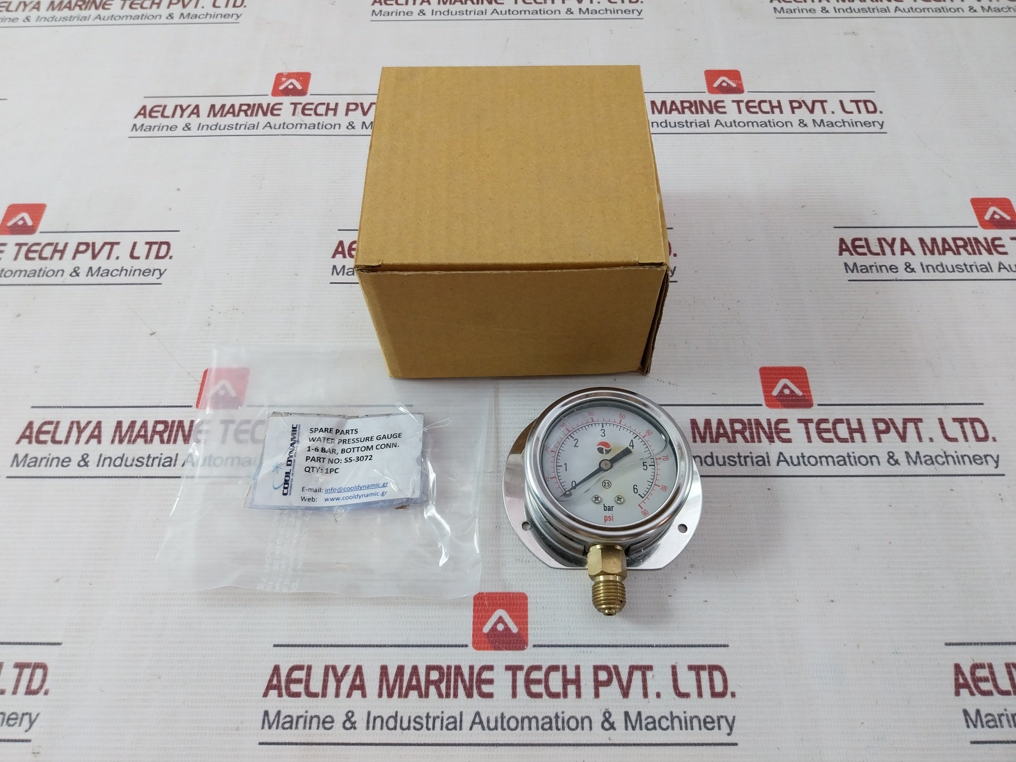 Cool Dynamic Ss-3072 Water Pressure Gauge 0-6 Bar 0-90 Psi