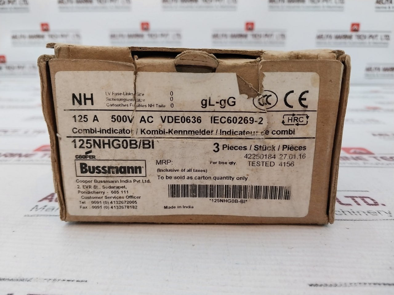 Cooper Bussmann 125Nhg0B Bussmann Low Voltage Nh Fuse