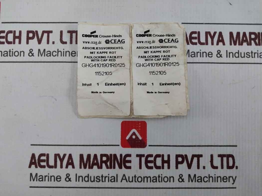 Cooper Crouse-hinds Ghg4101901R0125 Padlocking Facility With Cap Red