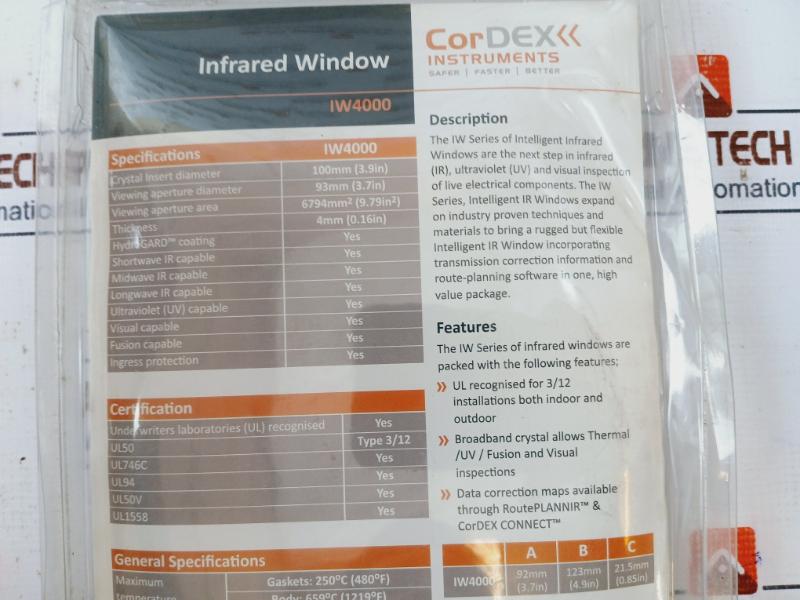 Cordex Iw4000 Intelligent 4”(100Mm) Infrared Window