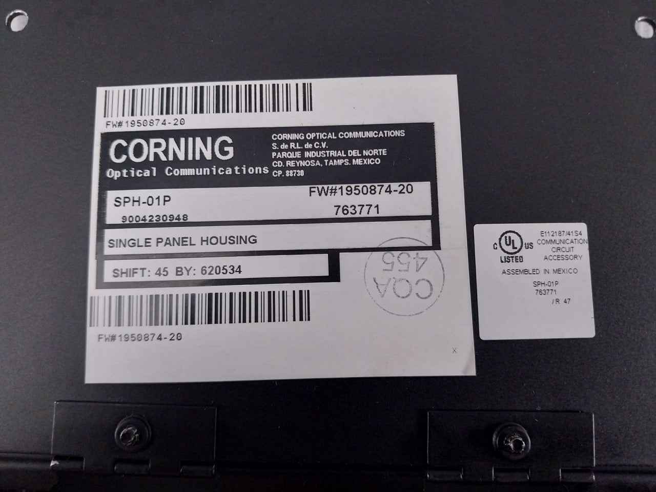 Corning Sph-01p Single Panel Housing Communication Circuit Accessory 763771