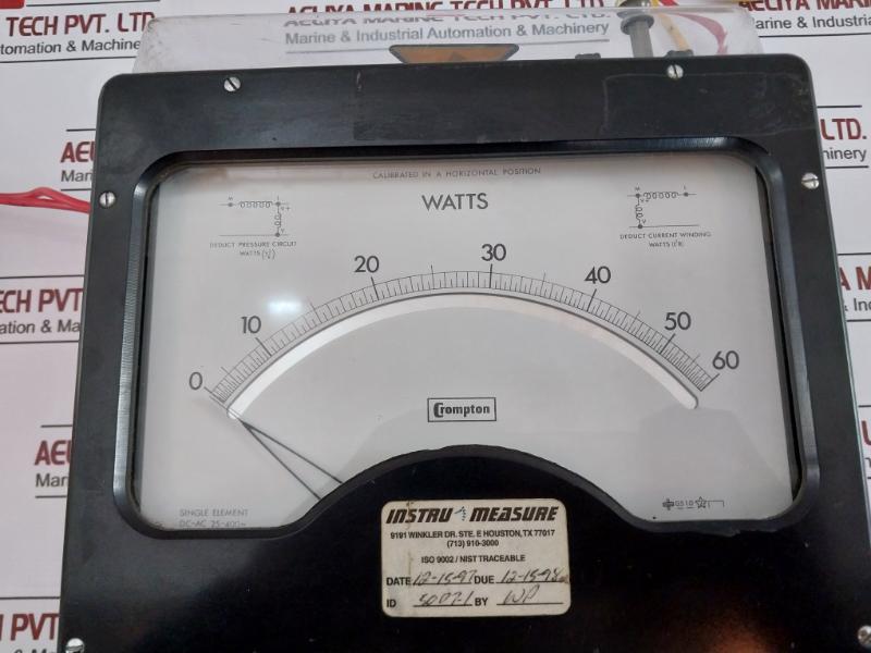 Crompton 0 To 60 Watts Single Element Meter, Dc-ac 25-400~