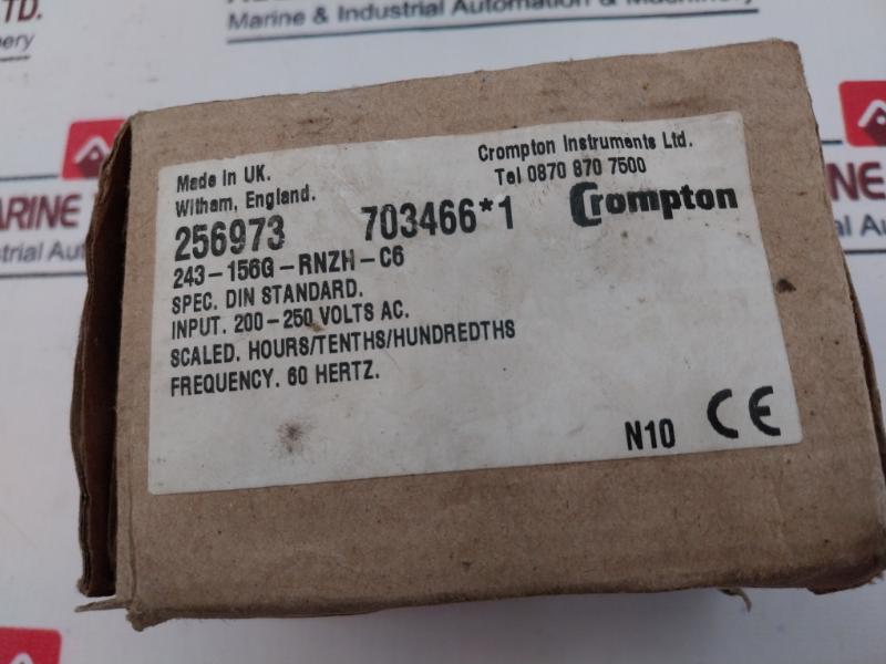 Crompton 243-156G-rnzh-c6 Hours Run Meter 200-250 Volts Ac 60Hz