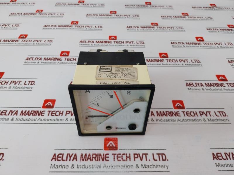 Crompton 244-302g Ammeter, 0-15 A Dc, 110 V Ac, R-15 Relay
