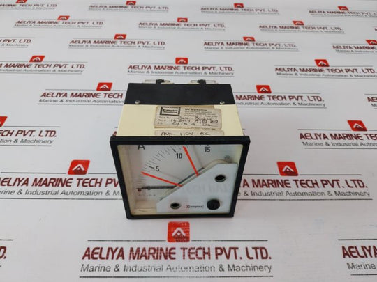 Crompton 244-302g Ammeter, 0-15 A Dc, 110 V Ac, R-15 Relay