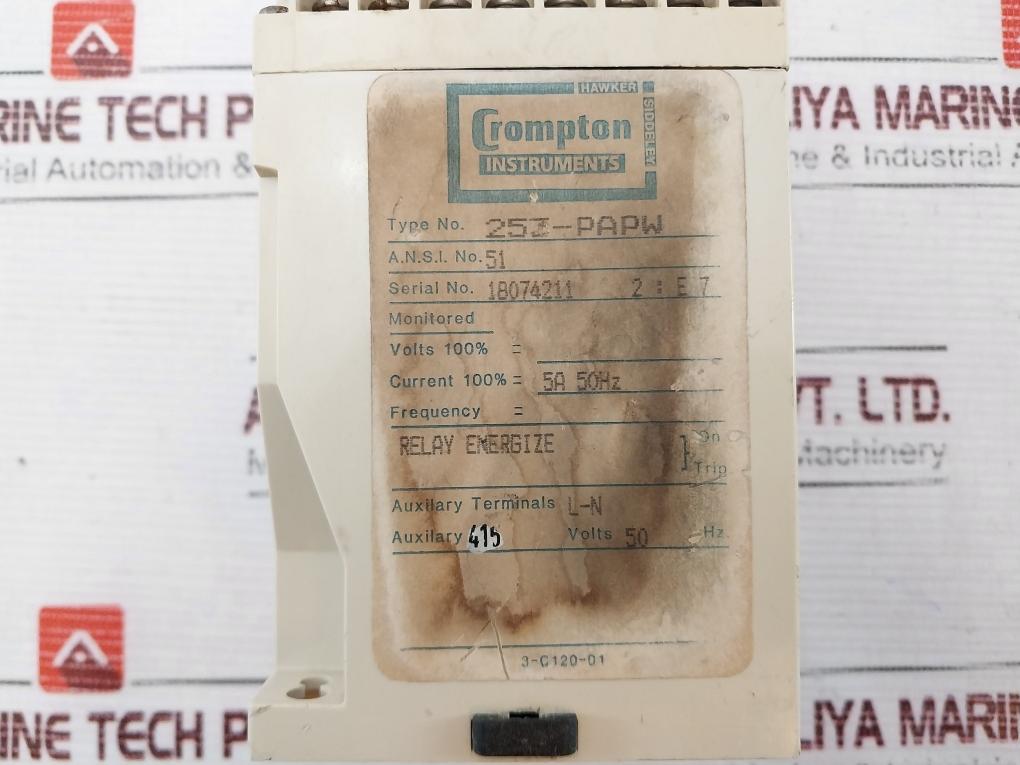 Crompton 253-papw Protector Relay 5A 50/60Hz