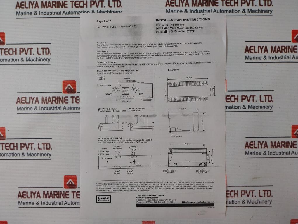 Crompton 256-patg Protector Trip Relay 50/60Hz