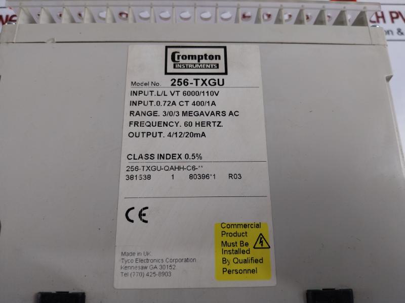 Crompton 256-txgu 3-phase 3-wire Balanced Load Transducer L/l Vt Ratio 6000/110v