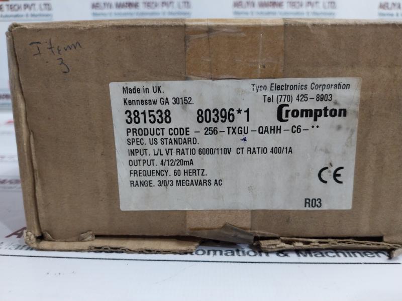 Crompton 256-txgu 3-phase 3-wire Balanced Load Transducer L/l Vt Ratio 6000/110v