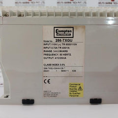 Crompton 256-txgu Transducer 110v Input 0.72a 3-0-3 Mvars 4/12/20 Ma Output
