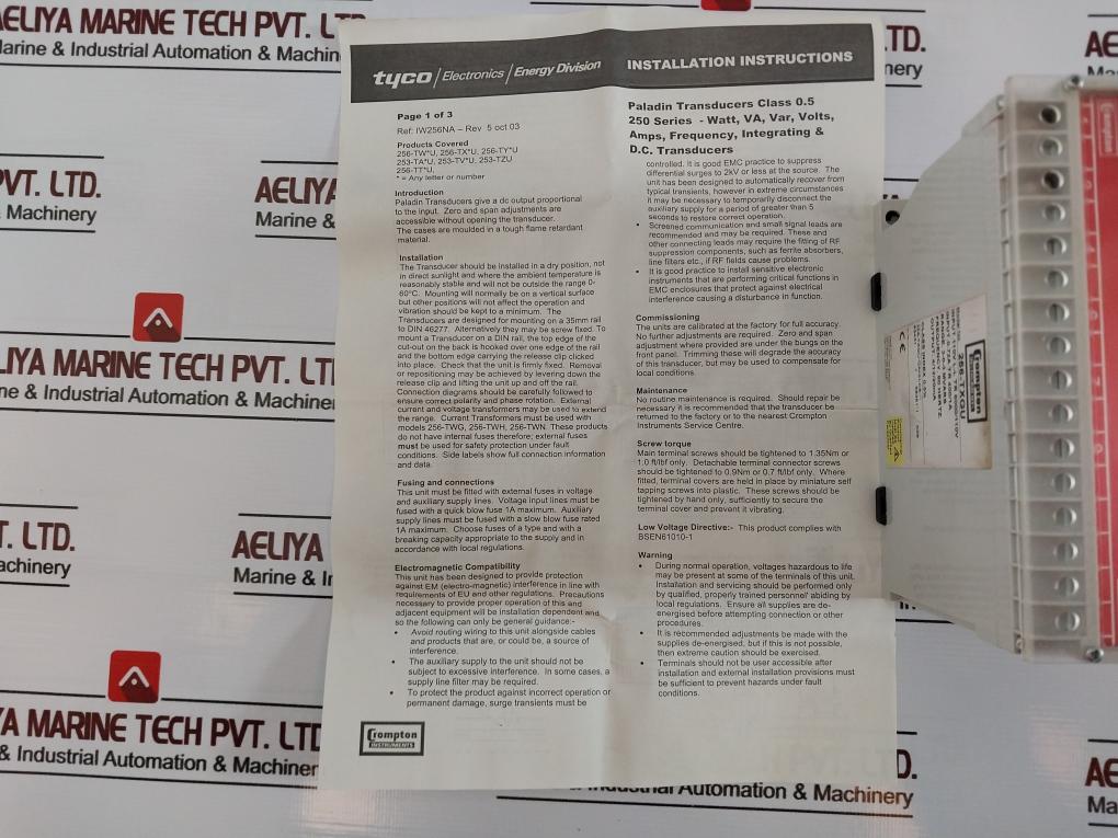 Crompton 256-txgu Transducer 110v Input 0.72a 3-0-3 Mvars 4/12/20 Ma Output