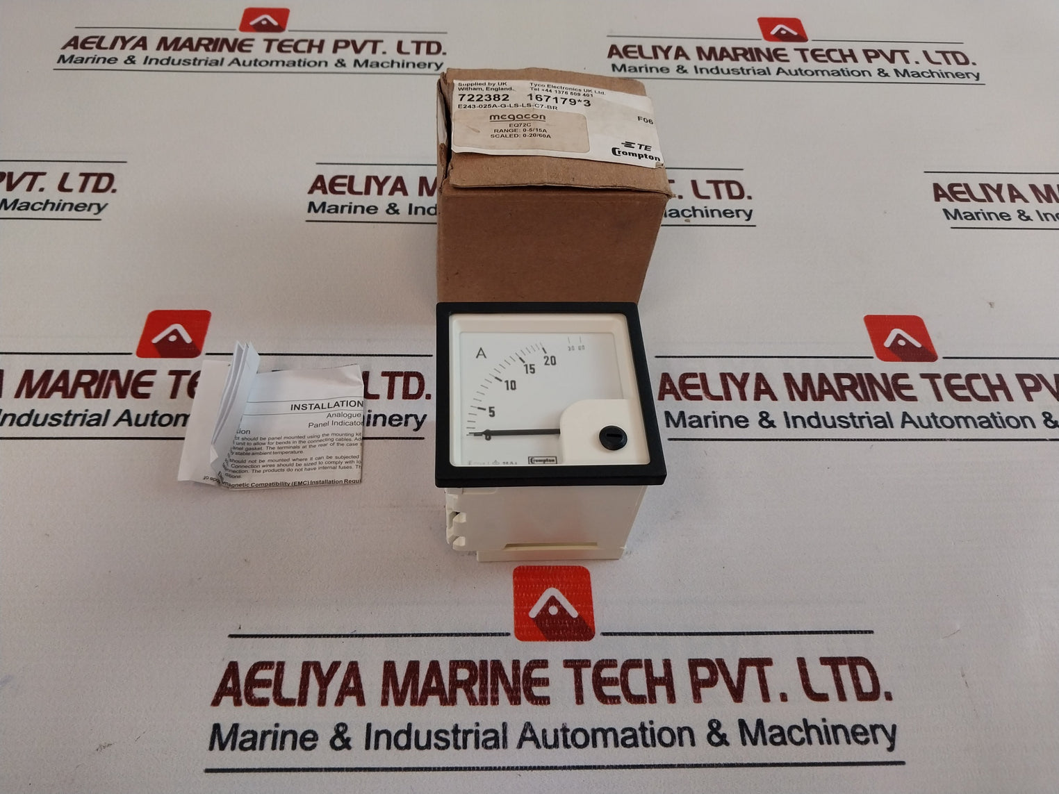 Crompton Eq72C Analogue Panel Indicator Ammeter 0-20/60 A