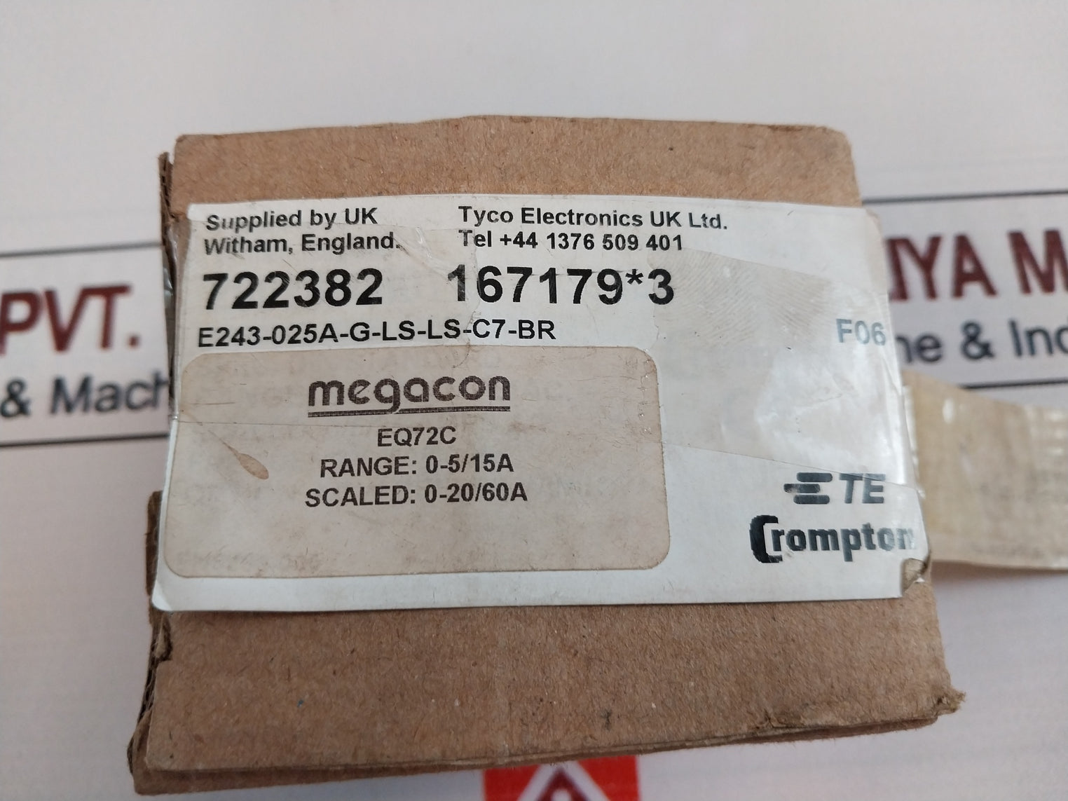 Crompton Eq72C Analogue Panel Indicator Ammeter 0-20/60 A