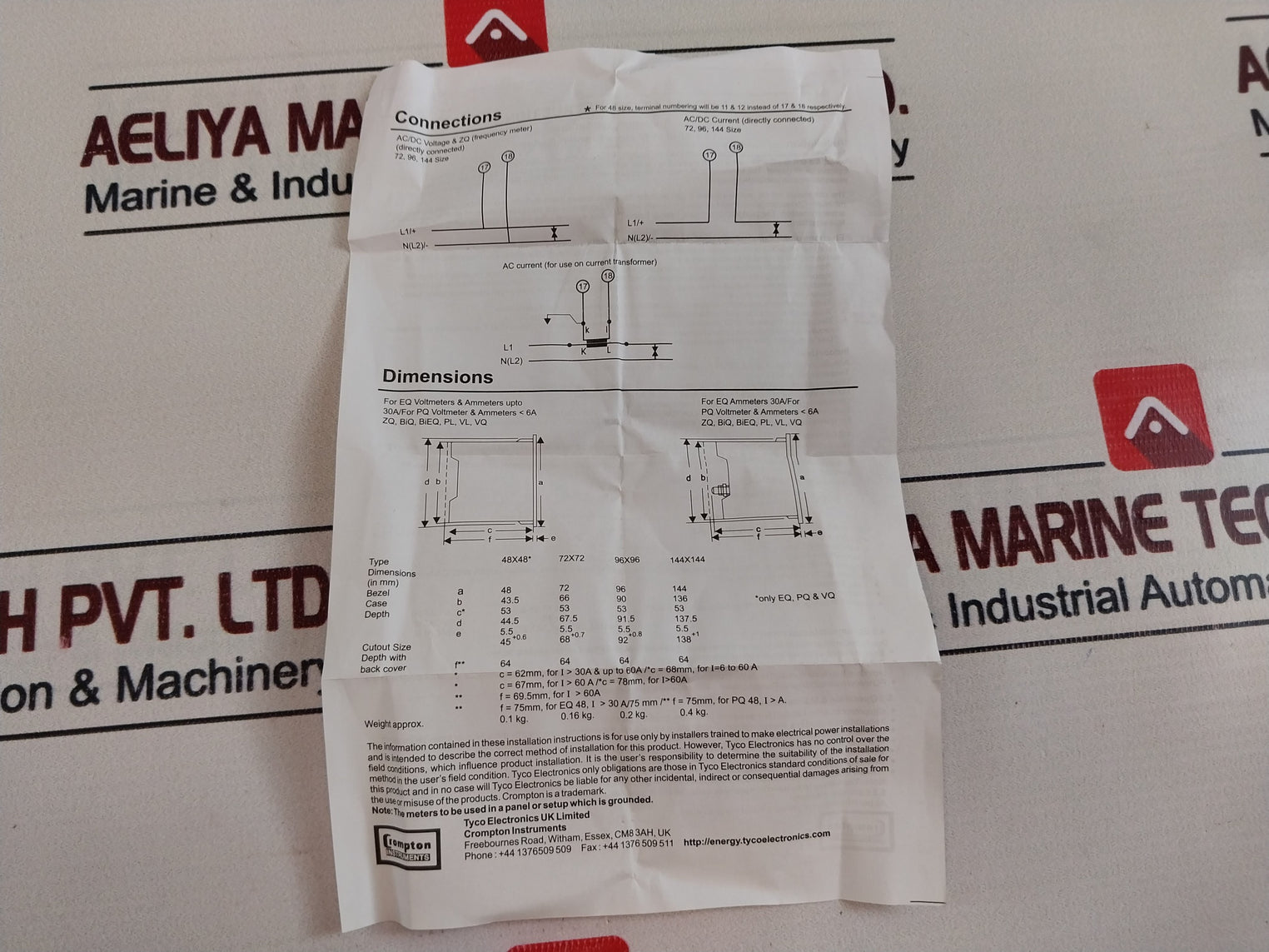 Crompton Eq72C Analogue Panel Indicator Ammeter 0-20/60 A