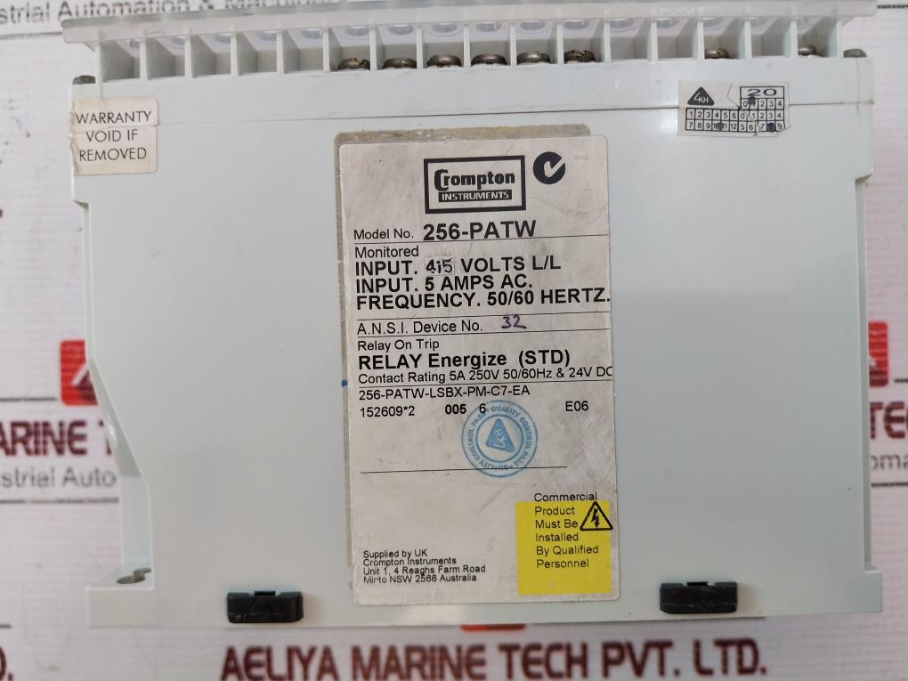 Crompton Instruments 256-patw Reverse Power Relay 5a 250v 50/60 Hz