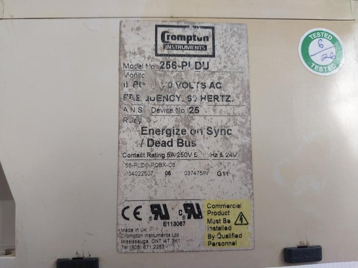 Crompton Instruments Protector Relay 256-pldu 120V 60 Hz