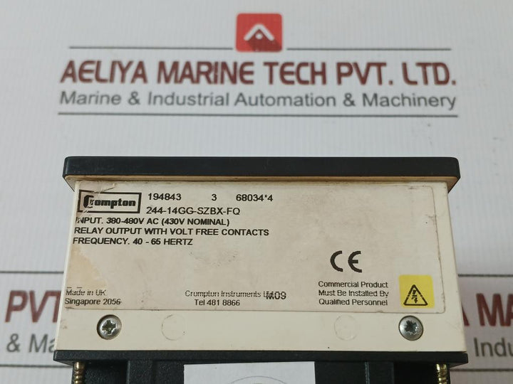 Crompton Synchro Check Relay 380-480V Ac 40-65 Hz Part No: 244-14Gg-szbx-fq