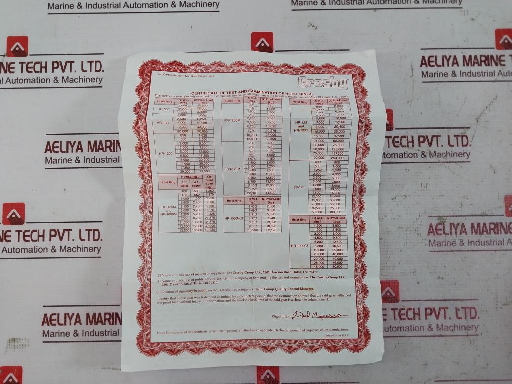 Crosby Hr-1000 Heavy Lift Swivel Hoist Ring 1068022 4000 Lbs Torque 60 Ft-lbs