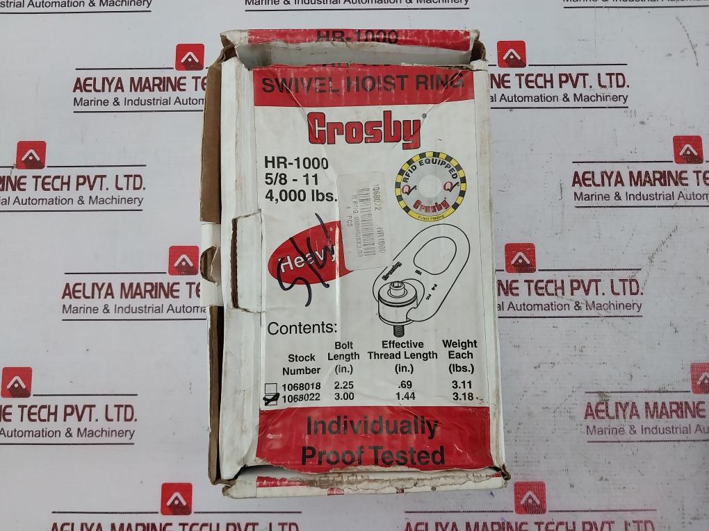 Crosby Hr-1000 Heavy Lift Swivel Hoist Ring 1068022 4000 Lbs Torque 60 Ft-lbs