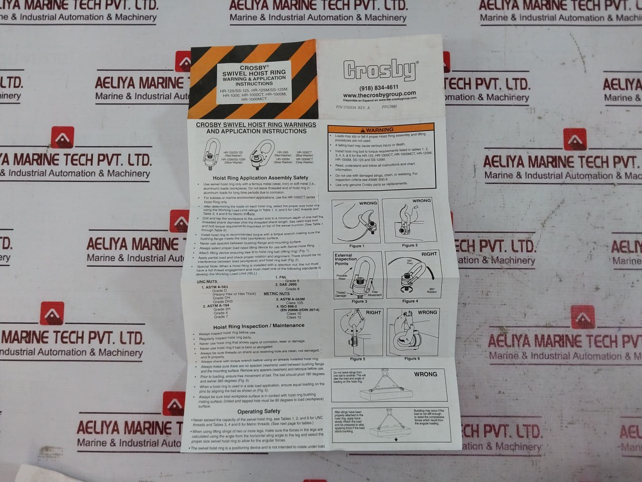 Crosby Hr-1000 Heavy Lift Swivel Hoist Ring 1068022 4000 Lbs Torque 60 Ft-lbs